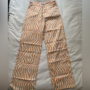 Zara jeans, orange and white